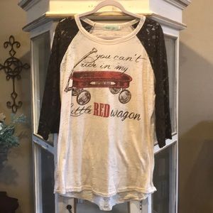 2X Southern Grace 3/4 sleeve burnout top